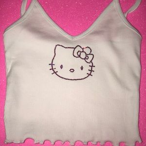 hello kitty rhinestone crop top
